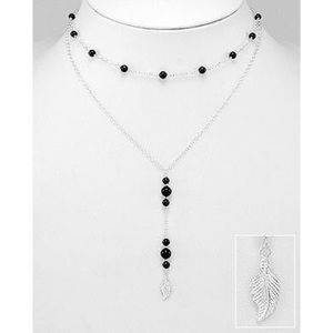 925 Sterling Silver Layered Gemstones Necklace